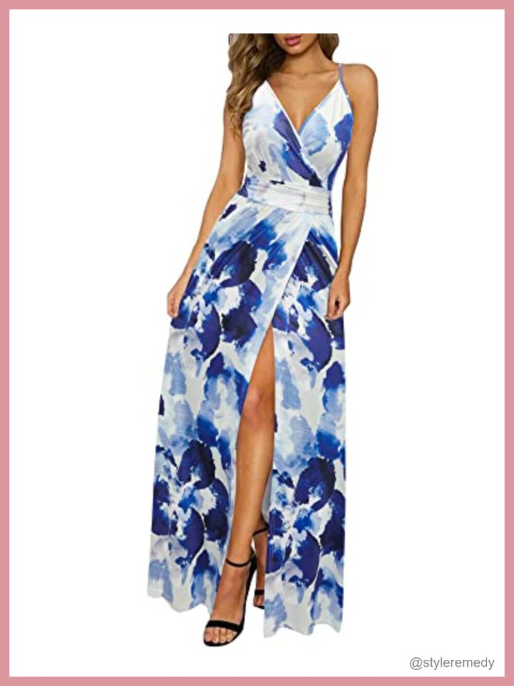 Women's Lightweight Flowy V Neck Split Maxi Dress Beach Wedding Guest